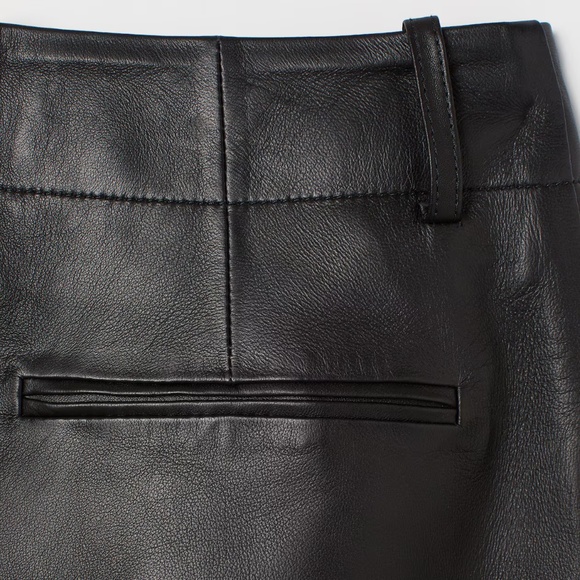 H&M | NWT Black Vegan Faux Leather High-Waisted Straight Leg Pants | Size 4 - Picture 3 of 11